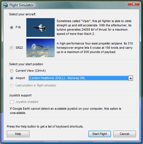 Google Earth Flight Simulator